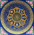 朱紅底佛眼咒輪曼陀羅唐卡 Red Buddha Eye Mantra Mandala Thangka