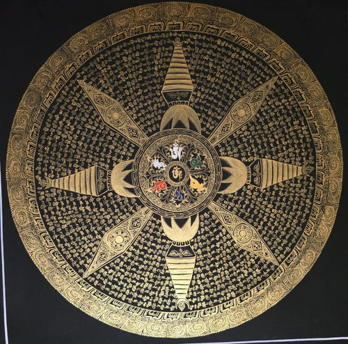 佛眼咒輪曼陀羅唐卡 Buddha Eye Mantra Wheel Mandala Thangka
