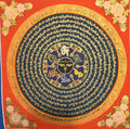 黑底金文星形曼陀羅唐卡 Black Gold Star Mandala Thangka