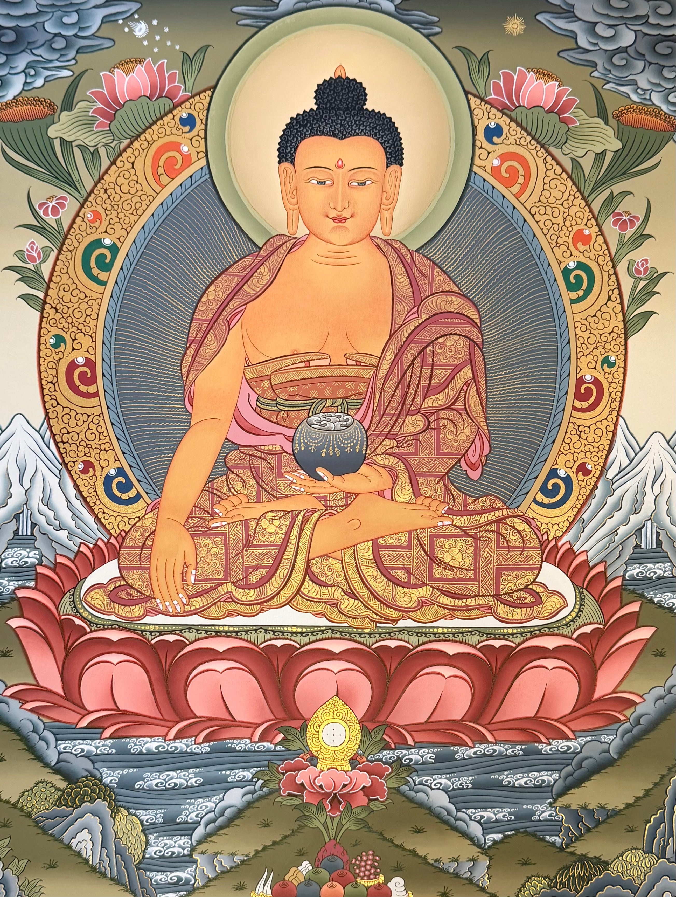 釋迦牟尼佛24k金唐卡 | Shakyamuni Buddha 24k Gold Thangka