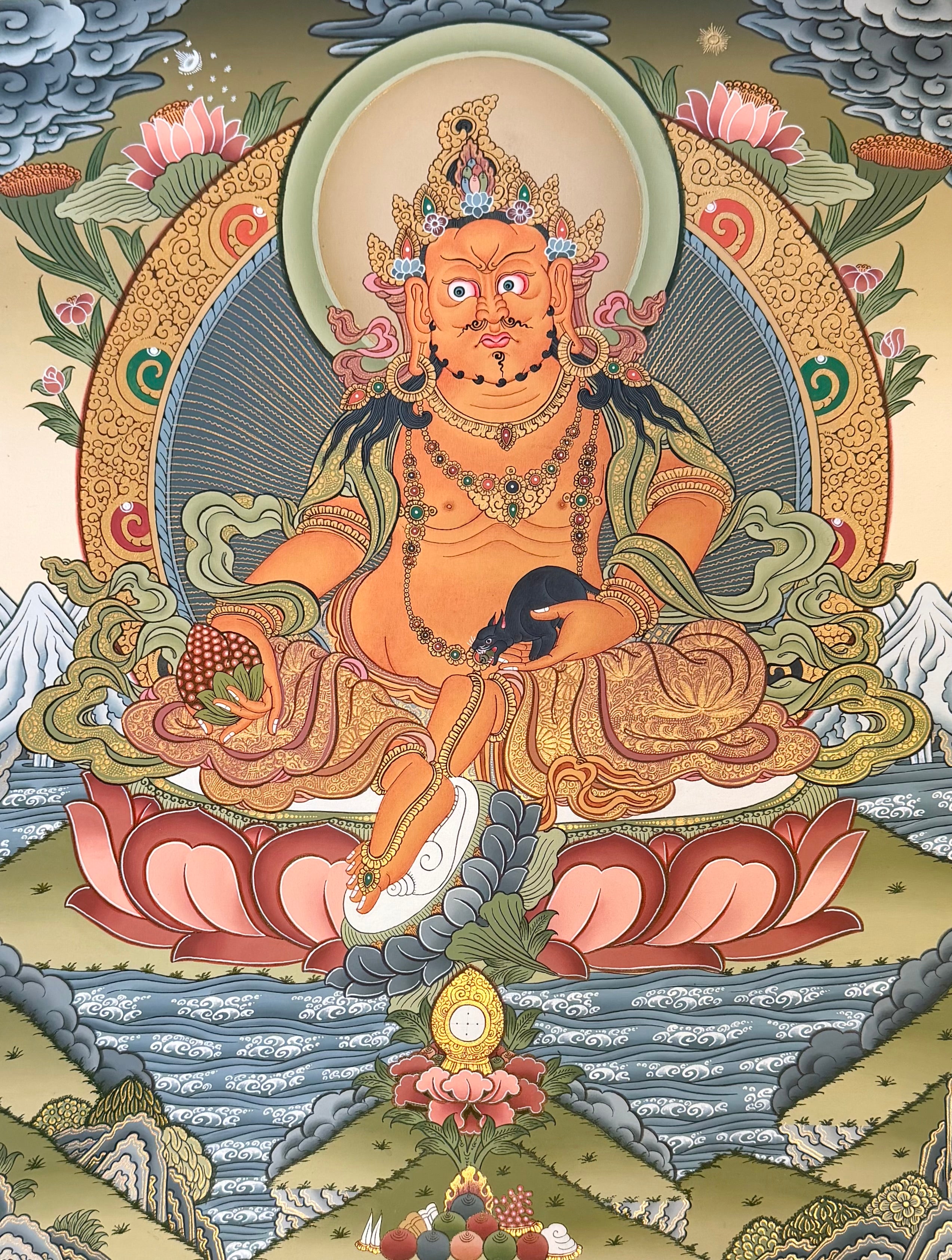 黃財神24k金唐卡 | Yellow Jambhala 24k Gold Thangka
