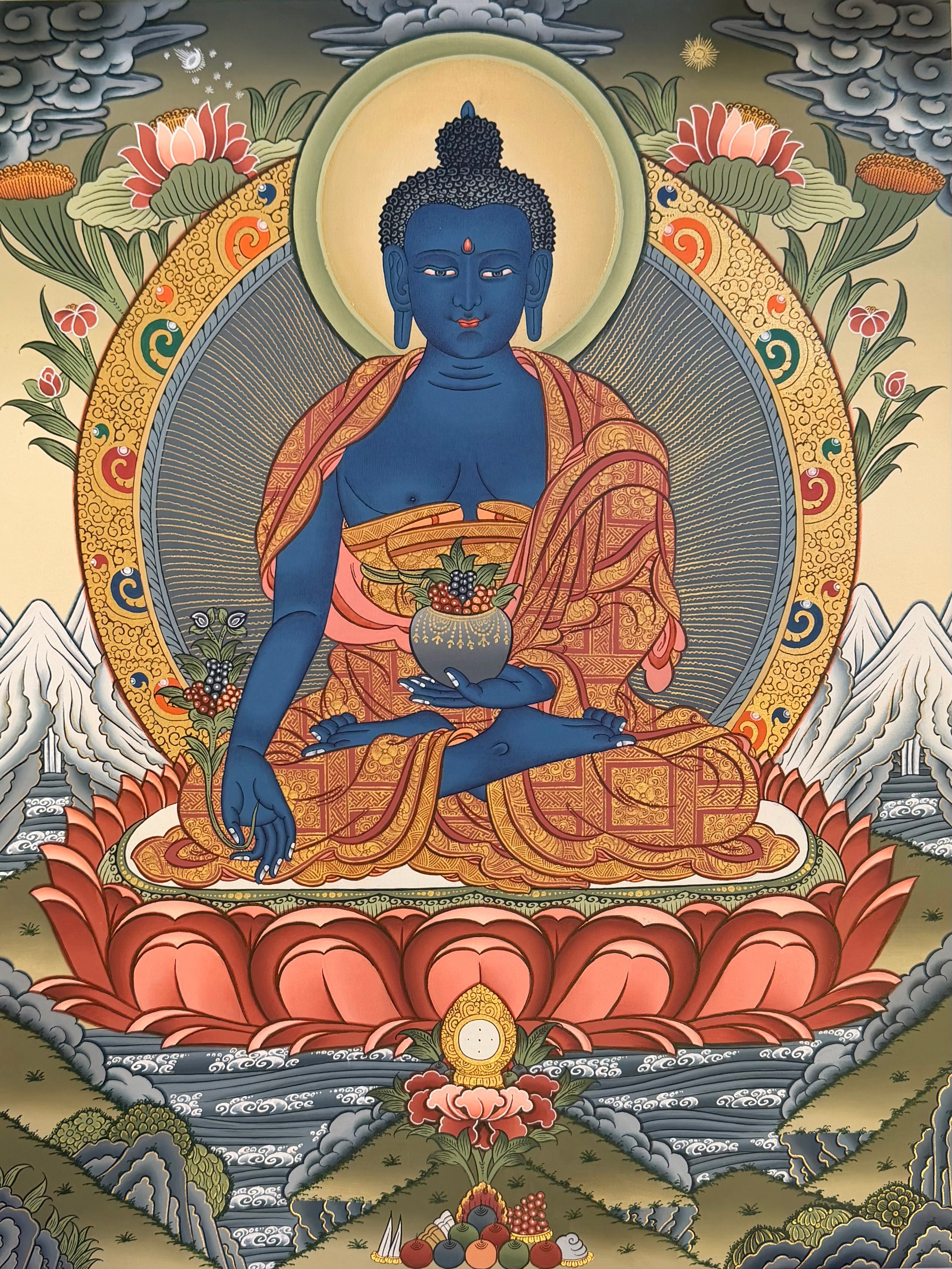藥師佛24k金唐卡 | Medicine Buddha 24k Gold Thangka