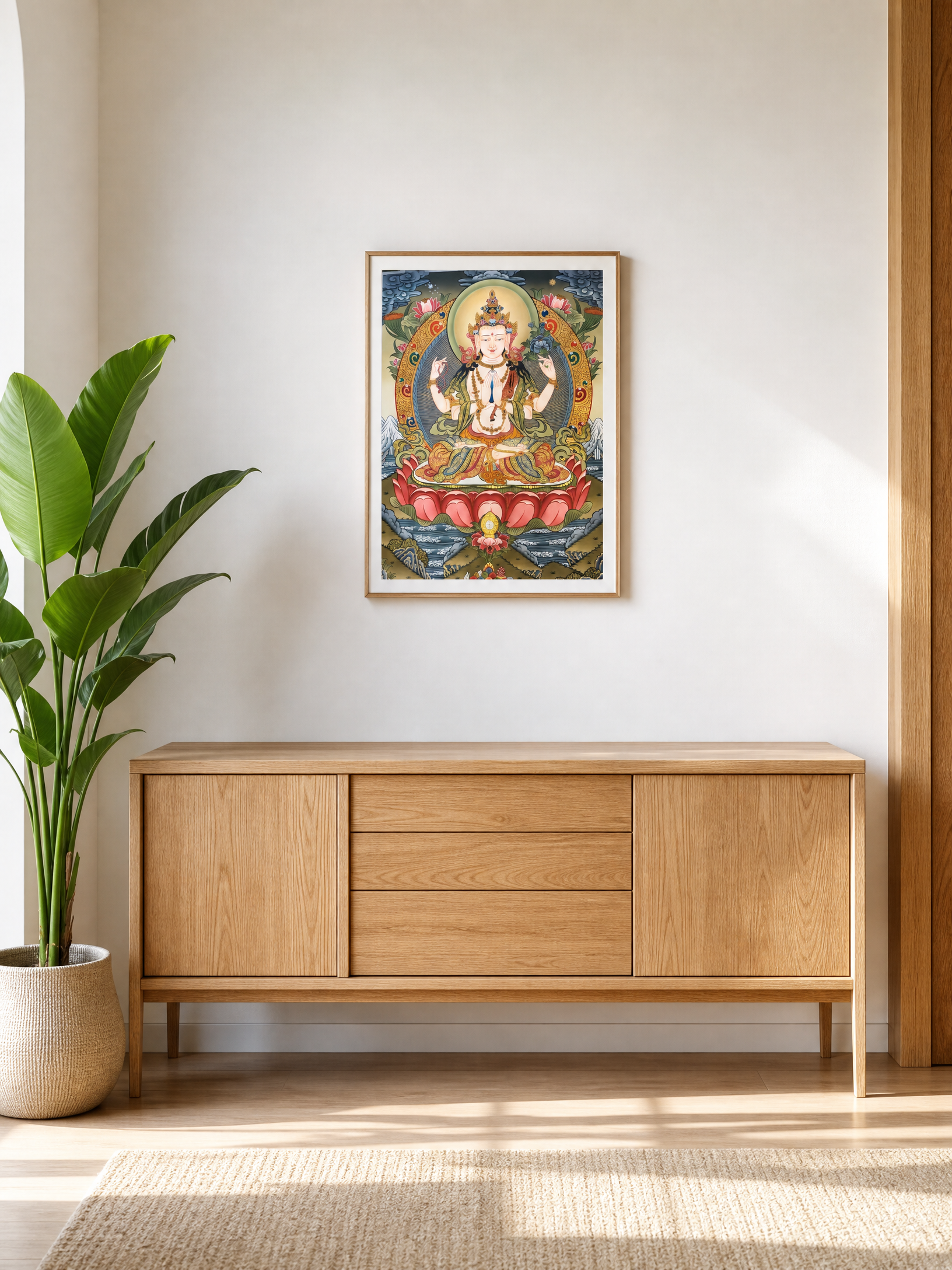 四臂觀音24k金唐卡 | Four-Armed Avalokitesvara 24k Gold Thangka